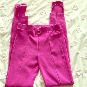 ZARA Pink Ribbed Stirrup Pants